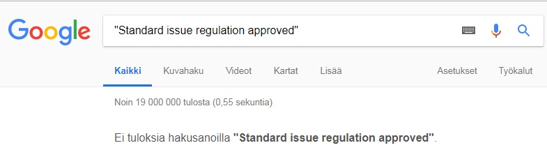 Standard issue regulation approved